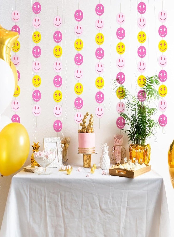 Incrizma 8 Pcs Preppy Hot Pink Birthday Party Decorations Happy Face Banner Preppy Party Decorations Smile Face Hanging Banners for Bachelorette Birthday Preppy Party Supplies - Image 2